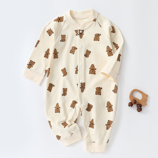 Tutina neonato panna con stampa orsetti   Manica lunga