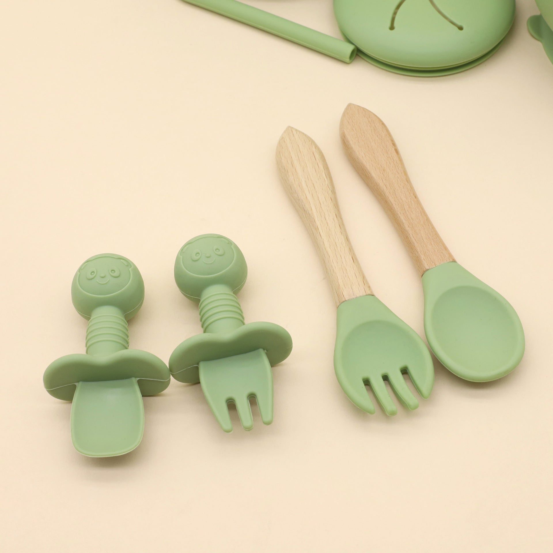 Set Pappa in Silicone per Bambini verde militare