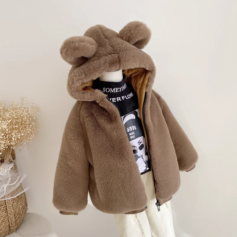 Cappotto in peluche con cappuccio orecchie – Bambina (4 colori)