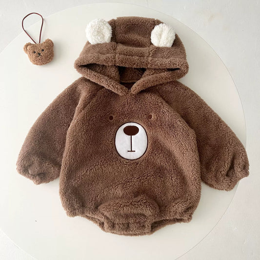 felpa body Invernale Neonato Orsetto con Cappuccio