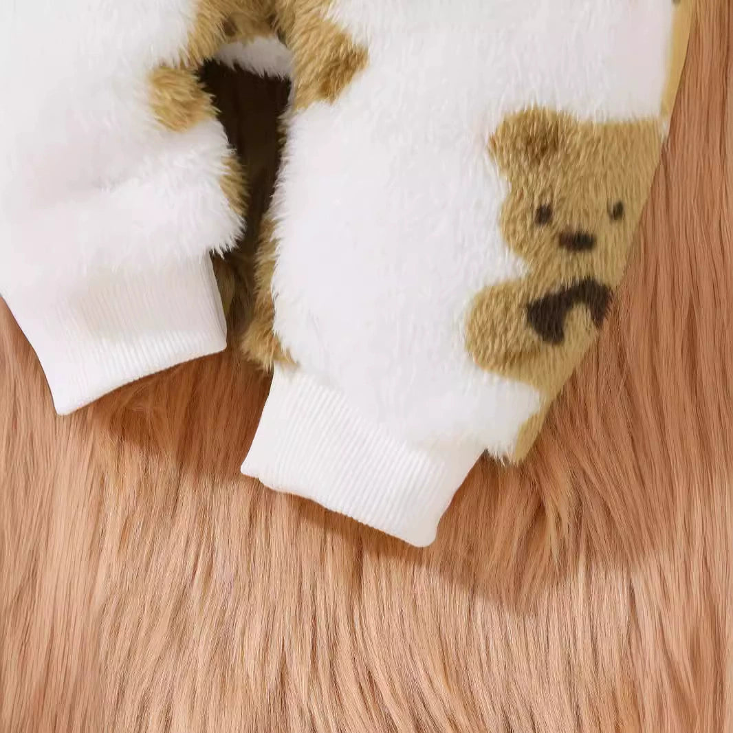 Tutina Invernale Neonato Orsetti – Pile Morbido con Cappuccio