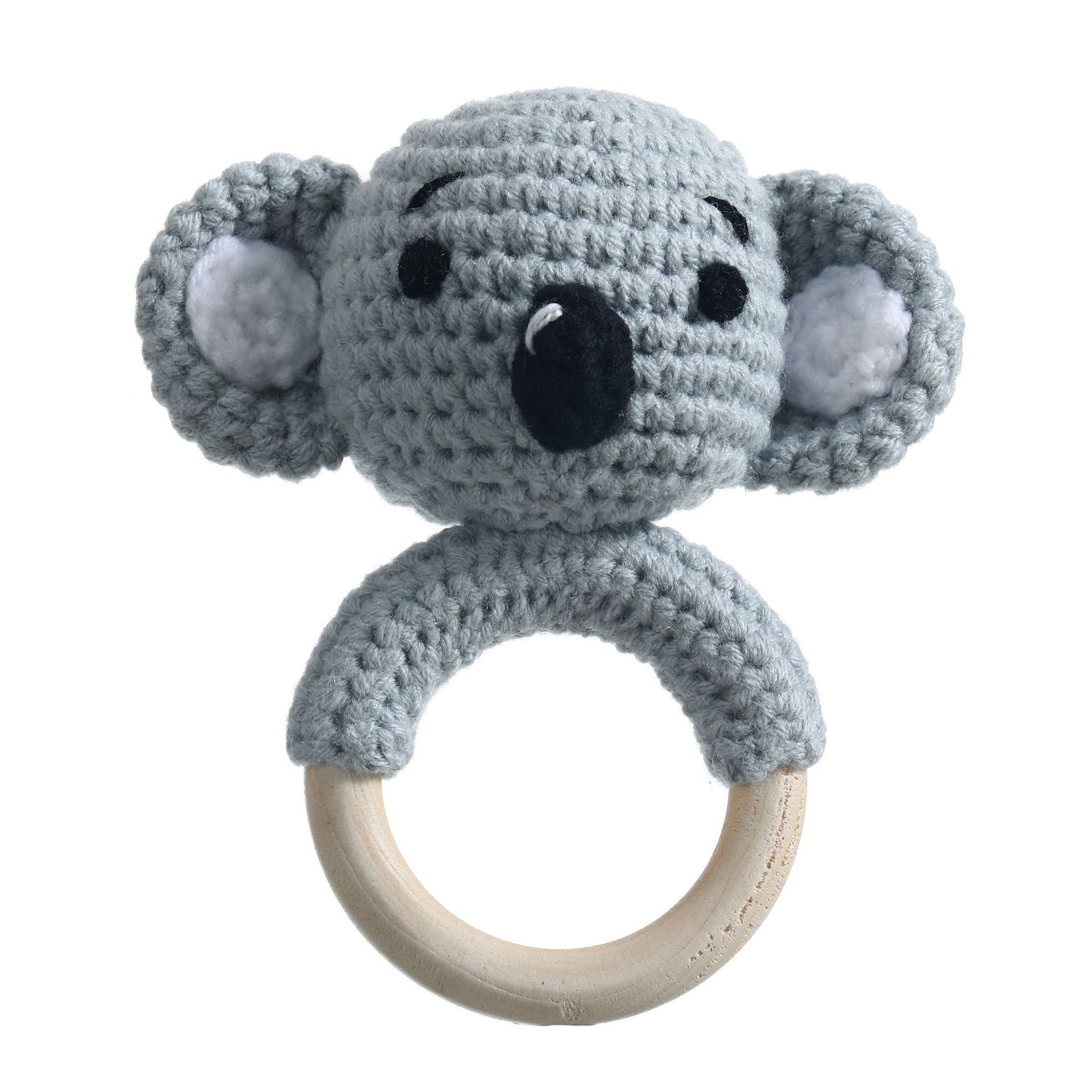 Sonaglio uncinetto in legno naturale – Animali baby