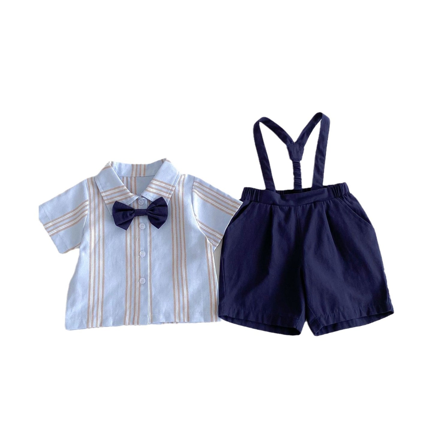 Completo estivo Elegante Bambino salopette e camicia