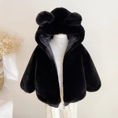 Cappotto in peluche con cappuccio orecchie – Bambina (4 colori)