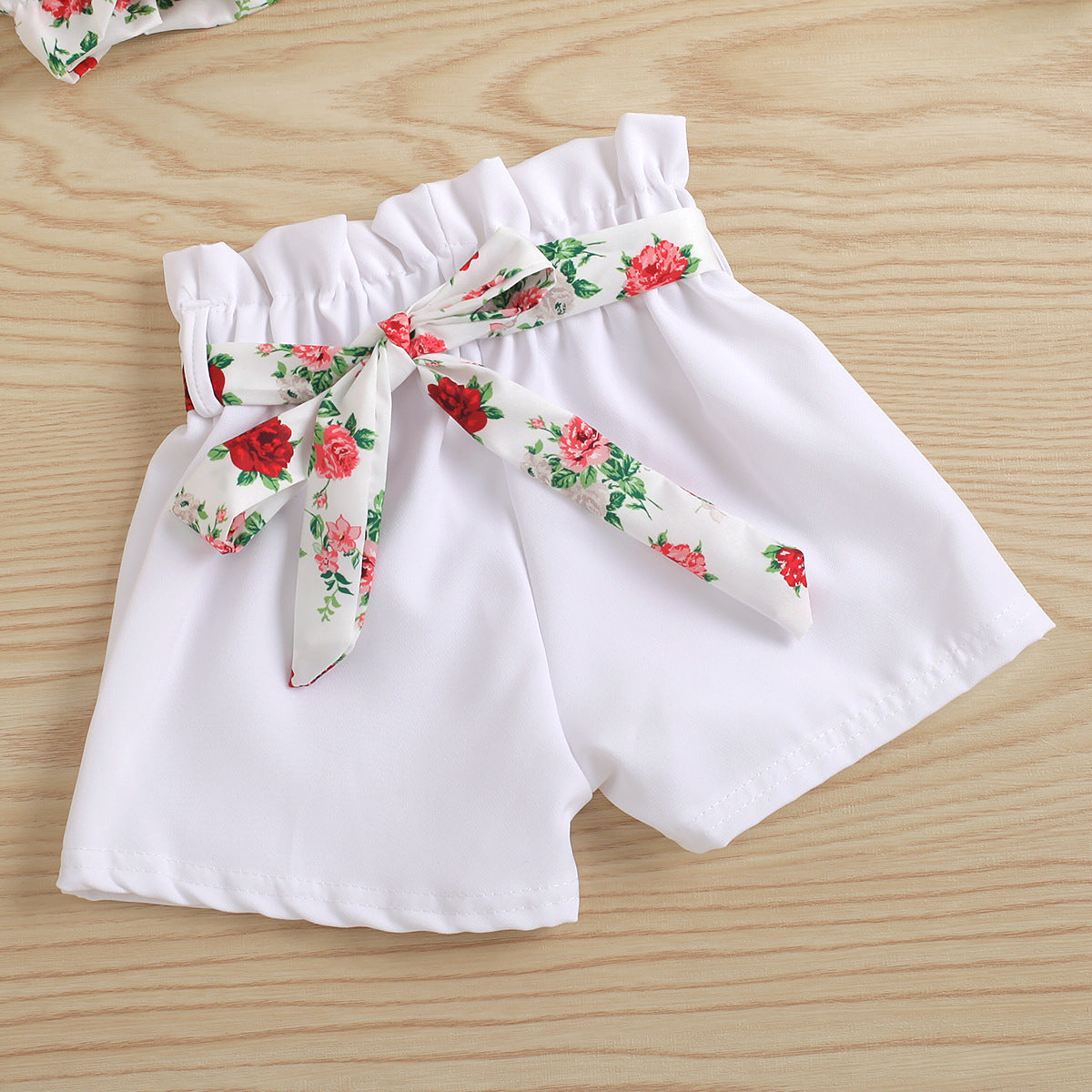 Completo Estivo Bambina con Fiori Rosso Rosa – 2 Pezzi