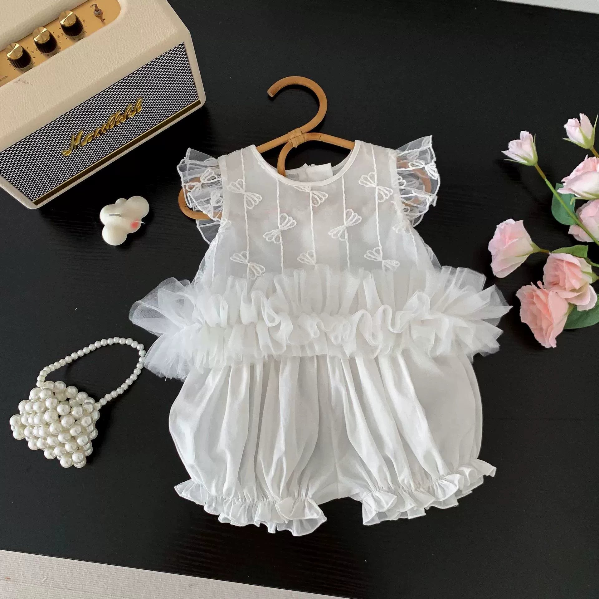 Completo Elegante per bimba  Blusa in Tulle e Shorts Coordinati