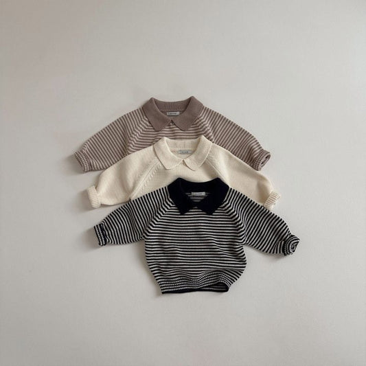 Maglioncino Bimbo a Righe con Colletto – Stile Classico