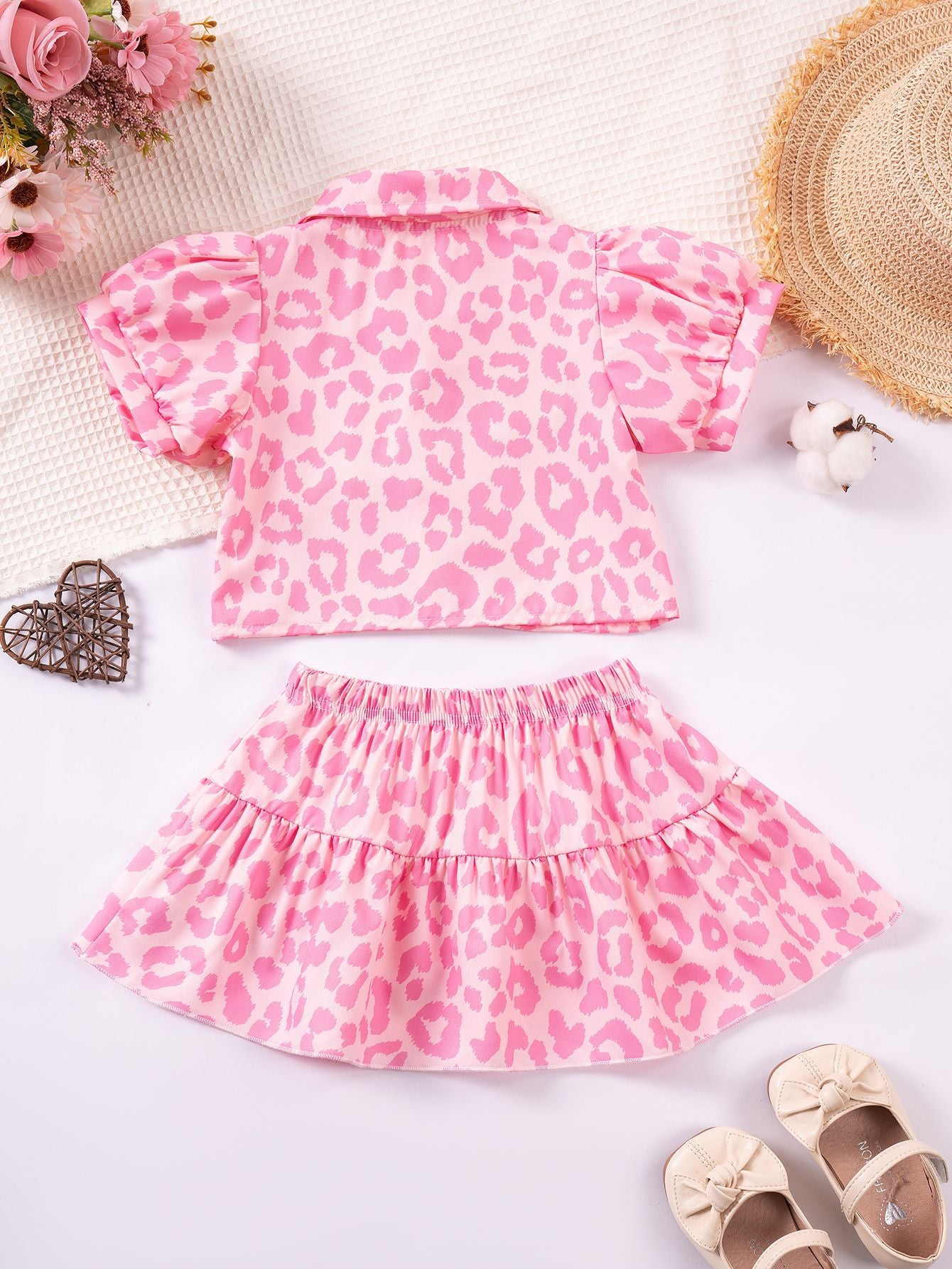 Completo Estivo Bimba Rosa con Stampa Animalier