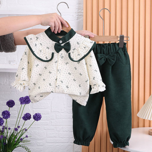 Completo Bambina con Colletto a Petalo e Fiocco – Eleganza e Tenerezza per Ogni Giorno