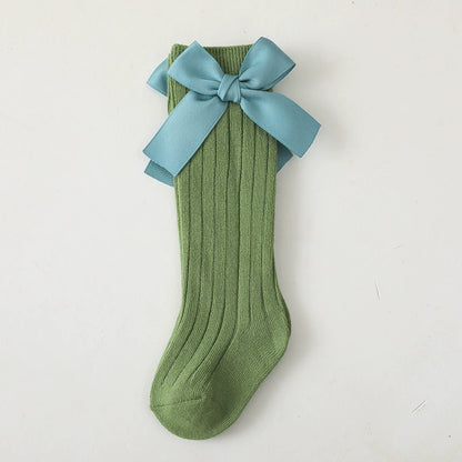 Calze Lunghe Bambina con Fiocco in Raso – Vari Colori