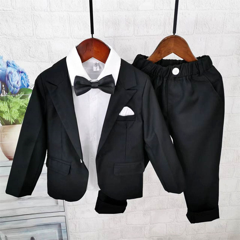 Completo Elegante Bambino 3 Pezzi – Smoking Nero con Camicia Bianca e Cravatta o Papillon