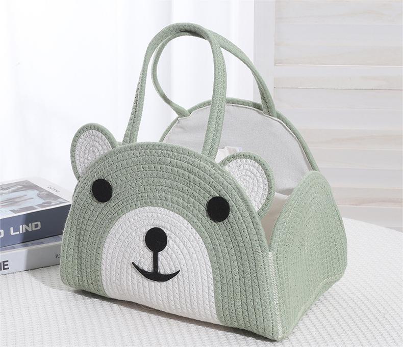 Borsa portaoggetti in corda intrecciata a forma di orsetto – varie colorazioni