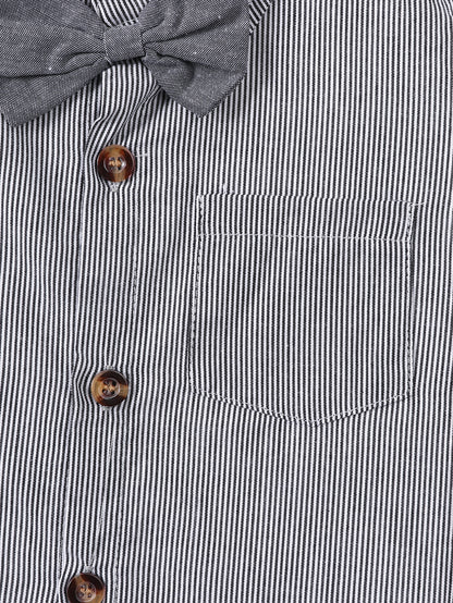 Completo elegante bimbo con papillon e bretelle – 3 pezzi Grigio