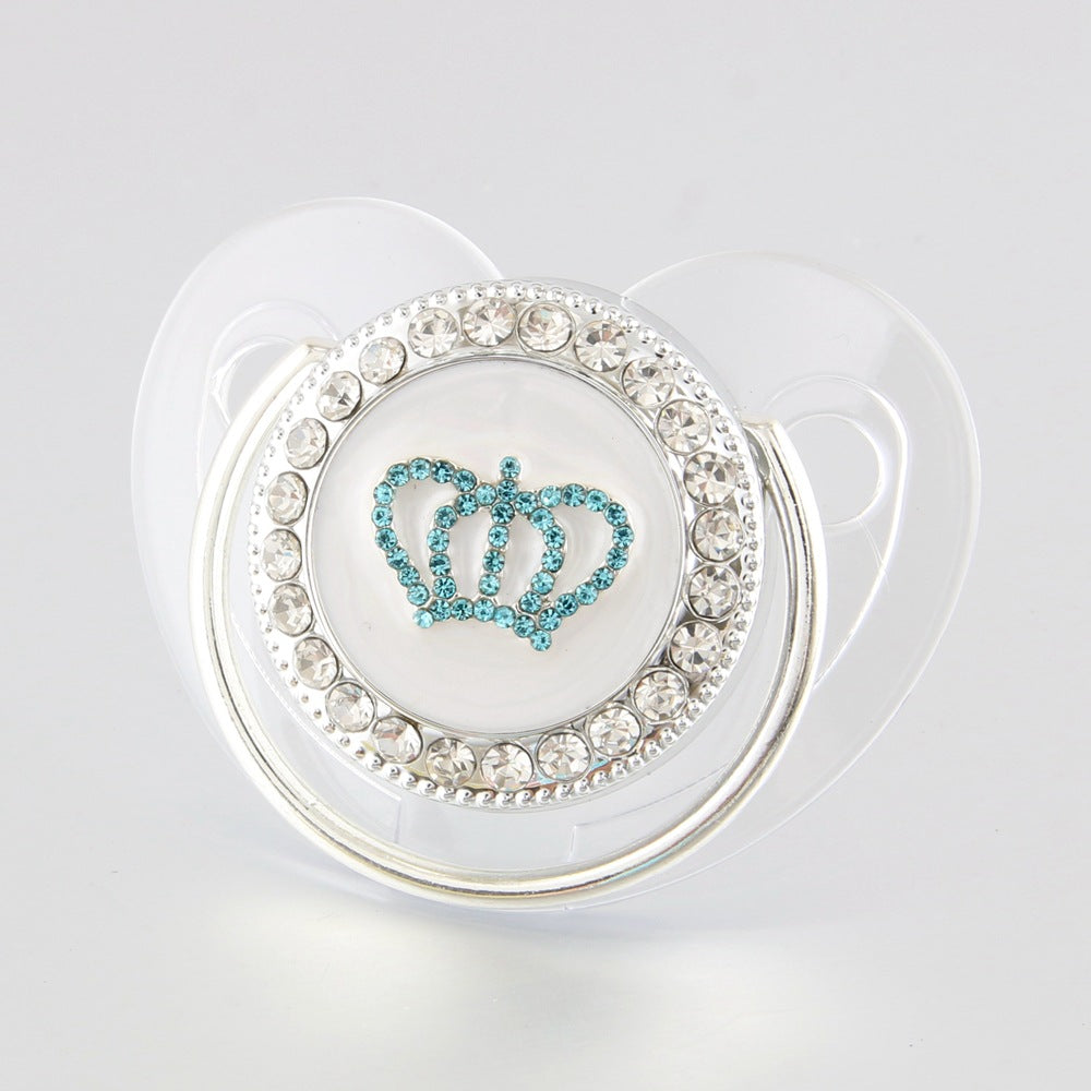 Ciuccio 6-12 mesi Corona Luxury Azzurro in Cristalli