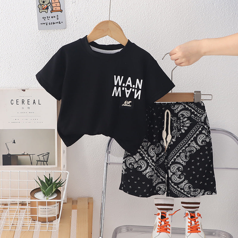 Completo Bambino T-Shirt e Shorts Stile Bandana