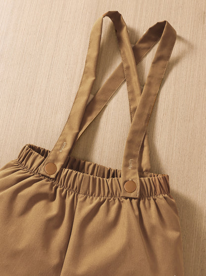 Completo elegante bimbo con stampa orsacchiotti e bretelle