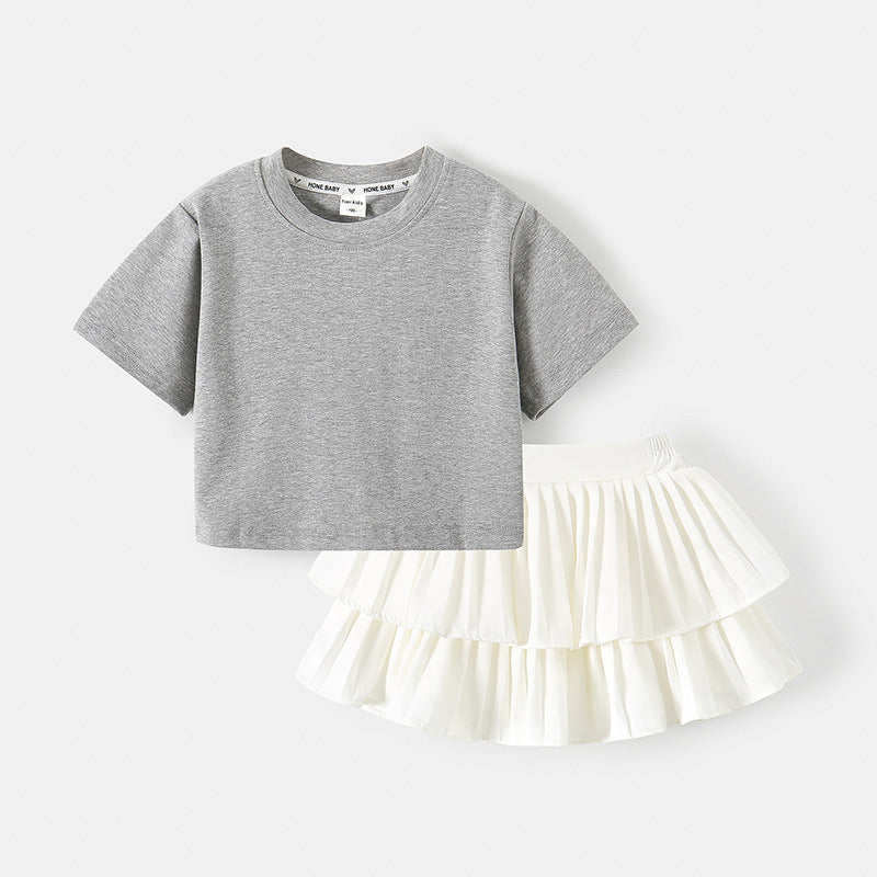 Set Bambina 2 Pezzi – T-shirt Oversize & Gonna a Balze