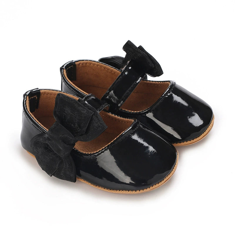 Scarpine Neonata Vernice con Fiocco – Morbide, Antiscivolo