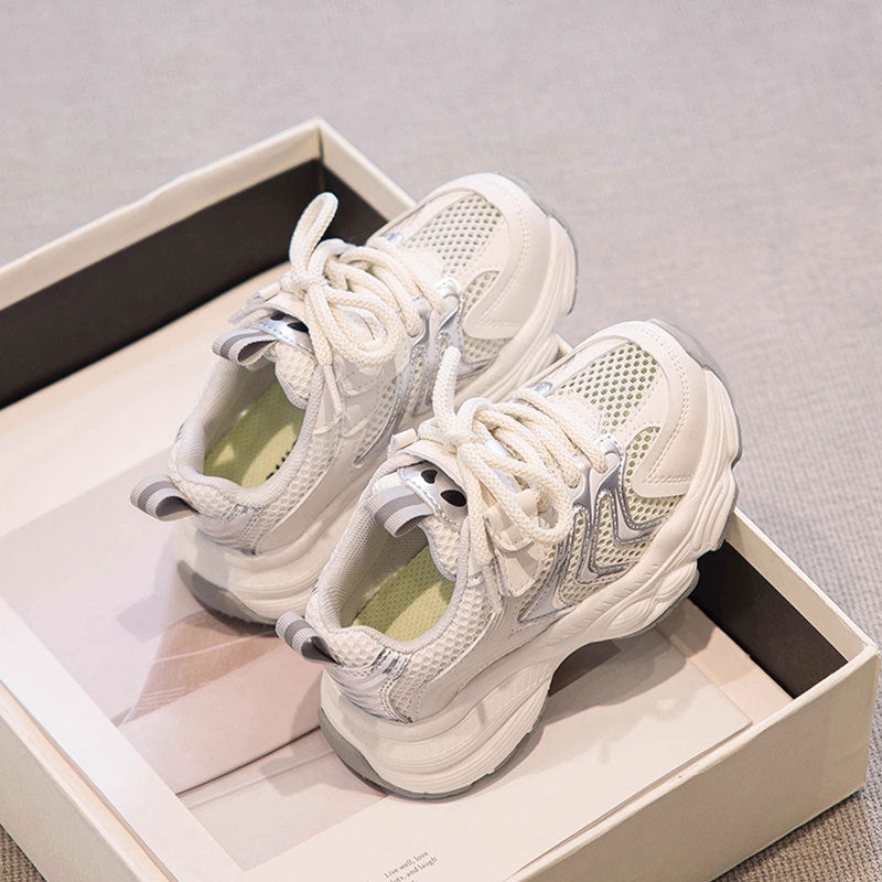 Sneakers Bambino Bianche con Rete Traspirante