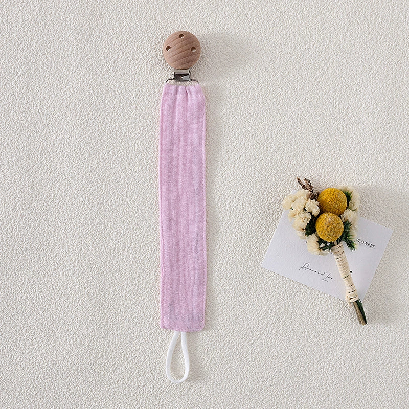 Catenella Portaciuccio in Tessuto con Clip in Legno – Stile Naturale