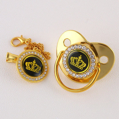 Set ciuccio e catenella Corona con strass 0-6 mesi