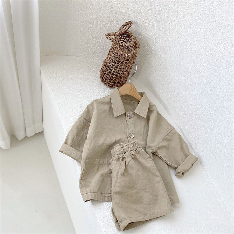 Completo Estivo Bambino in Lino  Camicia e Shorts