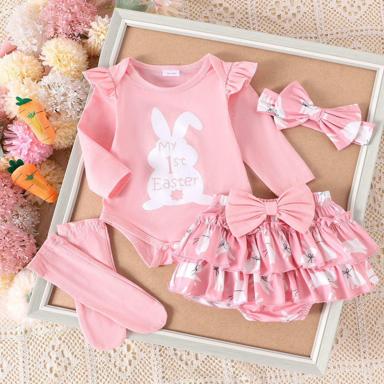 Set Completo 4pz bimba  Neonata "Bunny & Carrot"