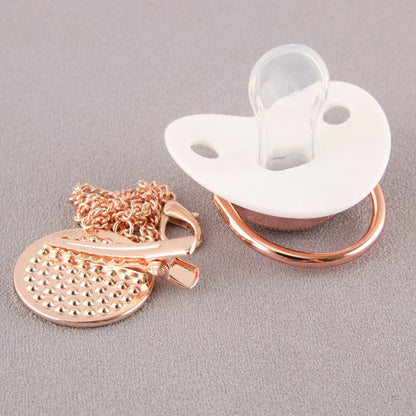 Set Ciuccio Luxury Bianco e oro rosa con Clip – Personalizzato con Iniziale (6-12 mesi)