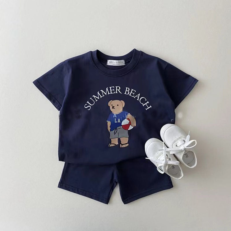 Completo Estivo Bambino “Summer Beach Bear”  T-Shirt + Shorts