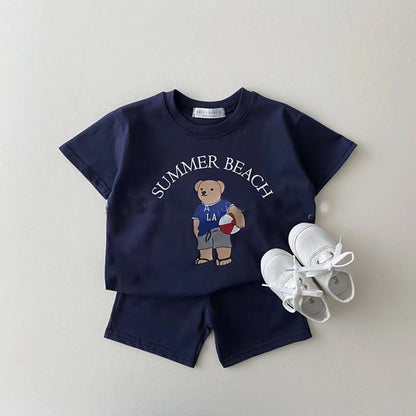 Completo Estivo Bambino “Summer Beach Bear”  T-Shirt + Shorts