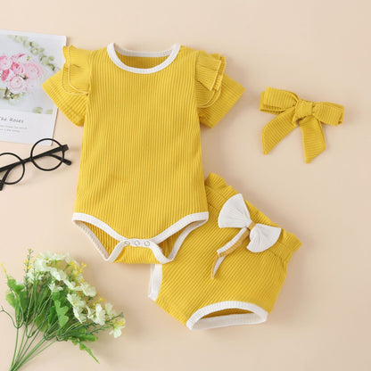 Set Body a Maniche Corte per Bambine con Fasce Coordinate - Colori Vivaci