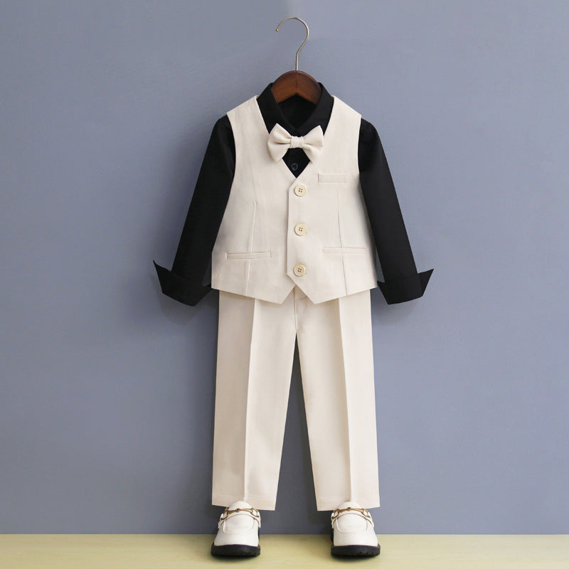 Completo Elegante Bambino con Gilet e Papillon bianco-nero