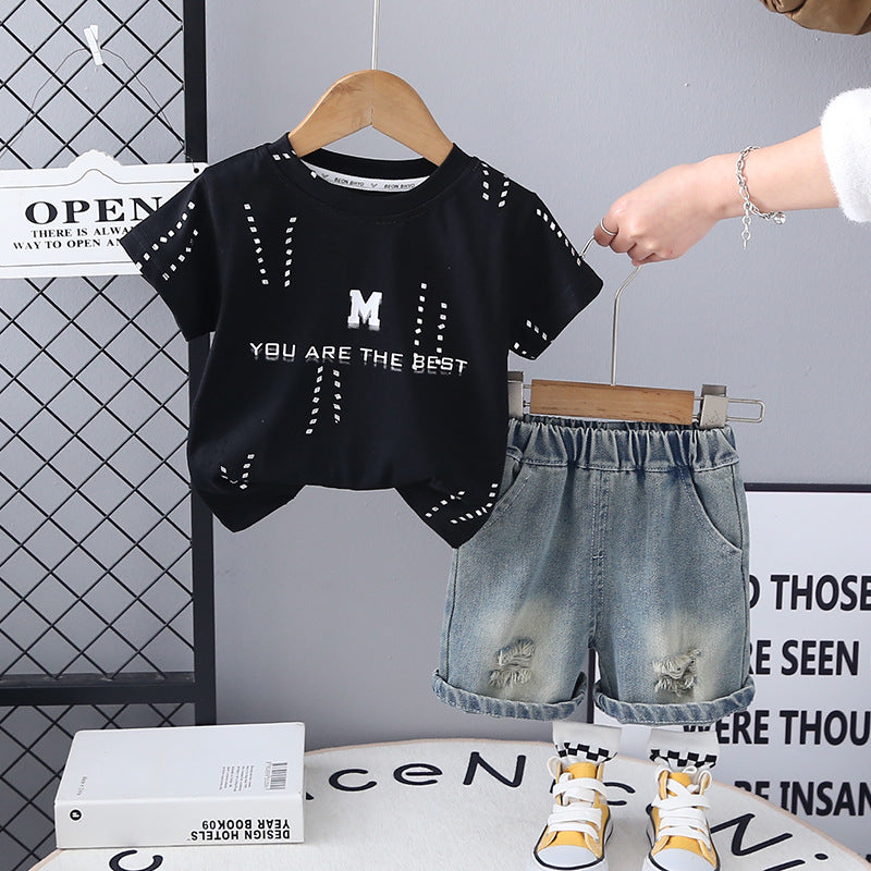 Completo Estivo Bimbo – T-shirt “You Are the Best” e Shorts in Denim