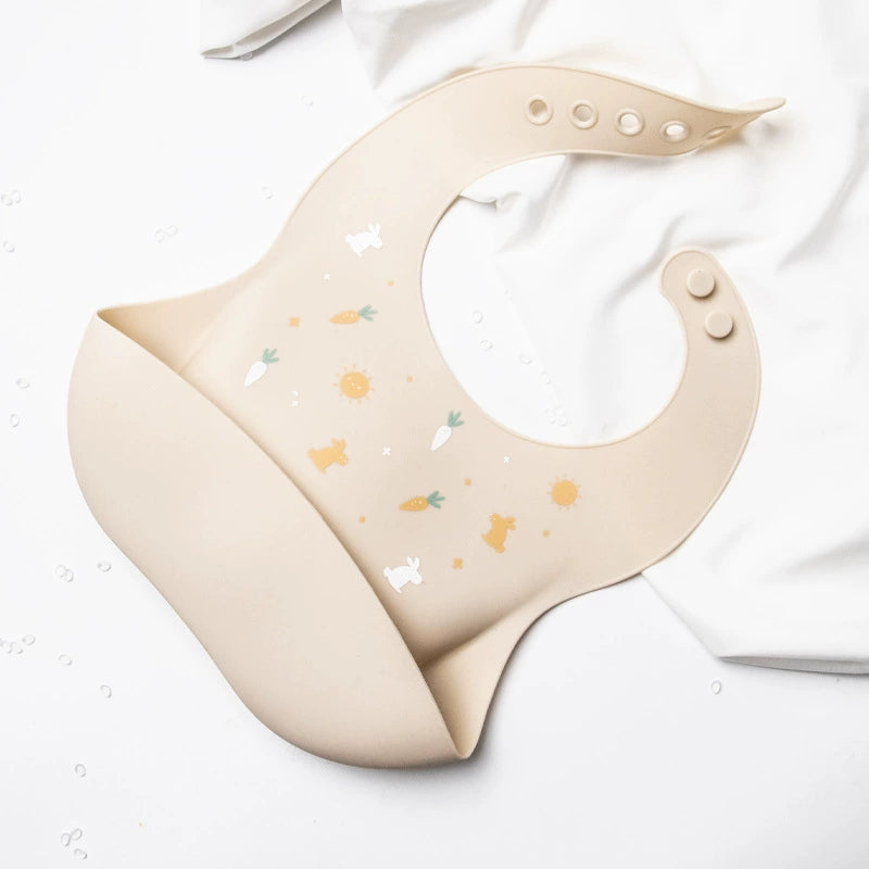 Bavetta in Silicone con Tasca – Antigoccia, Morbida e Regolabile coniglietti