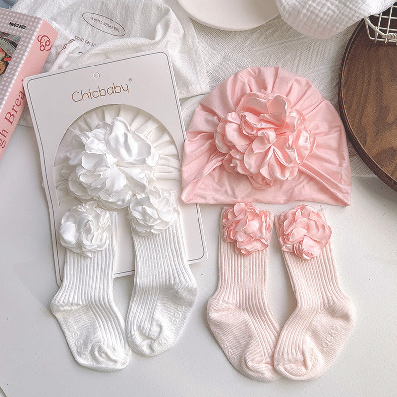 Set Fascia e Calzini Eleganti con Fiori in Raso