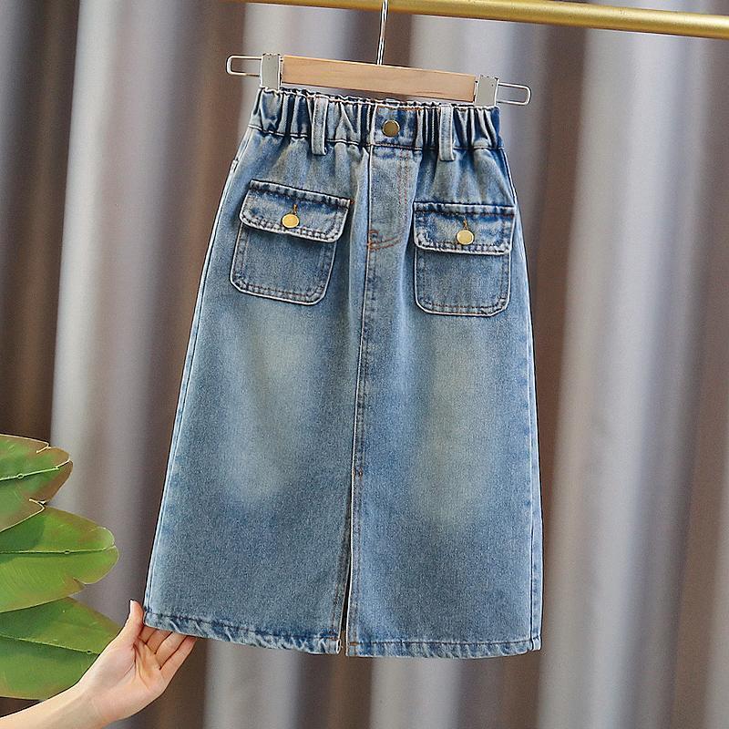 Gonna in Jeans Bambina con Tasche Stile Casual e Comodo