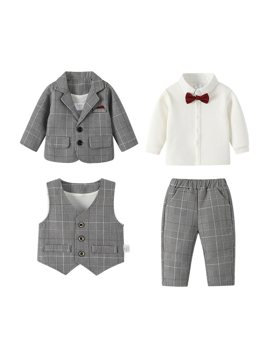 Completo Elegante Bambino 4 Pezzi  Perfetto per Autunno/Inverno
