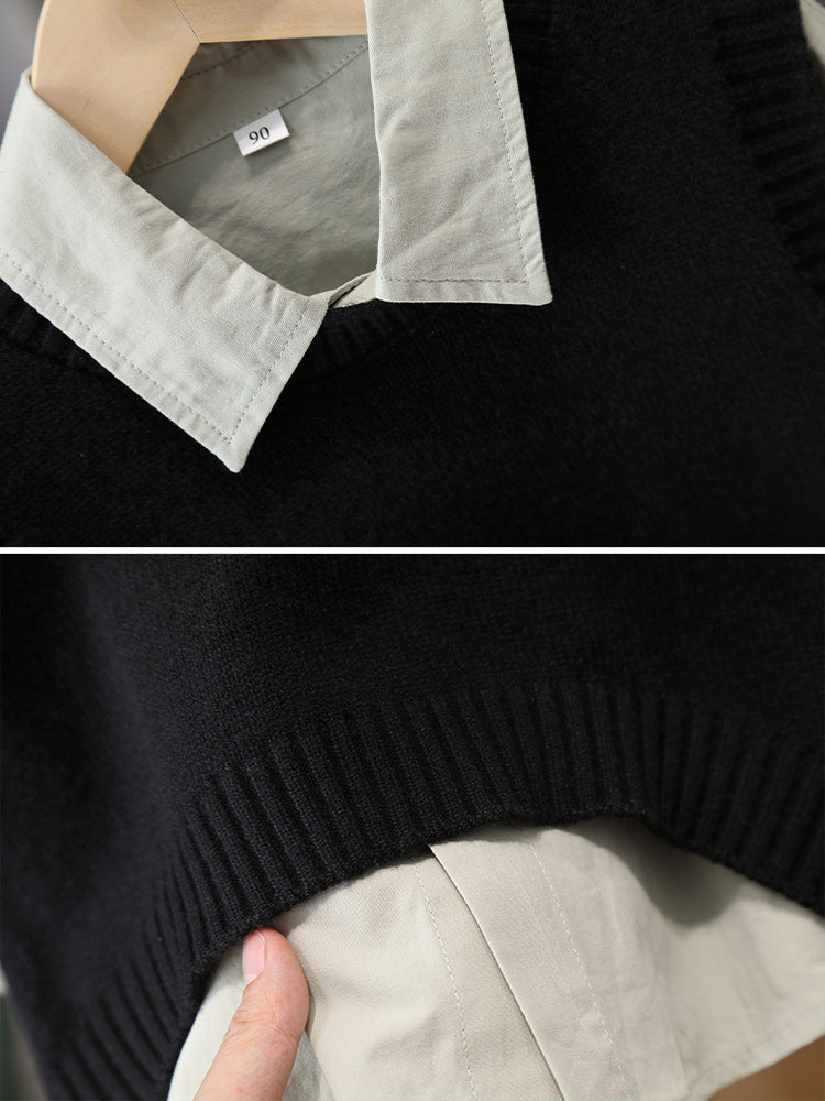 Completo elegante bambino con camicia, gilet e pantaloni cargo