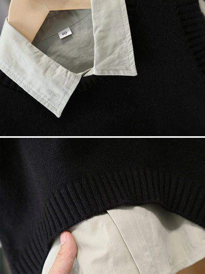Completo elegante bambino con camicia, gilet e pantaloni cargo