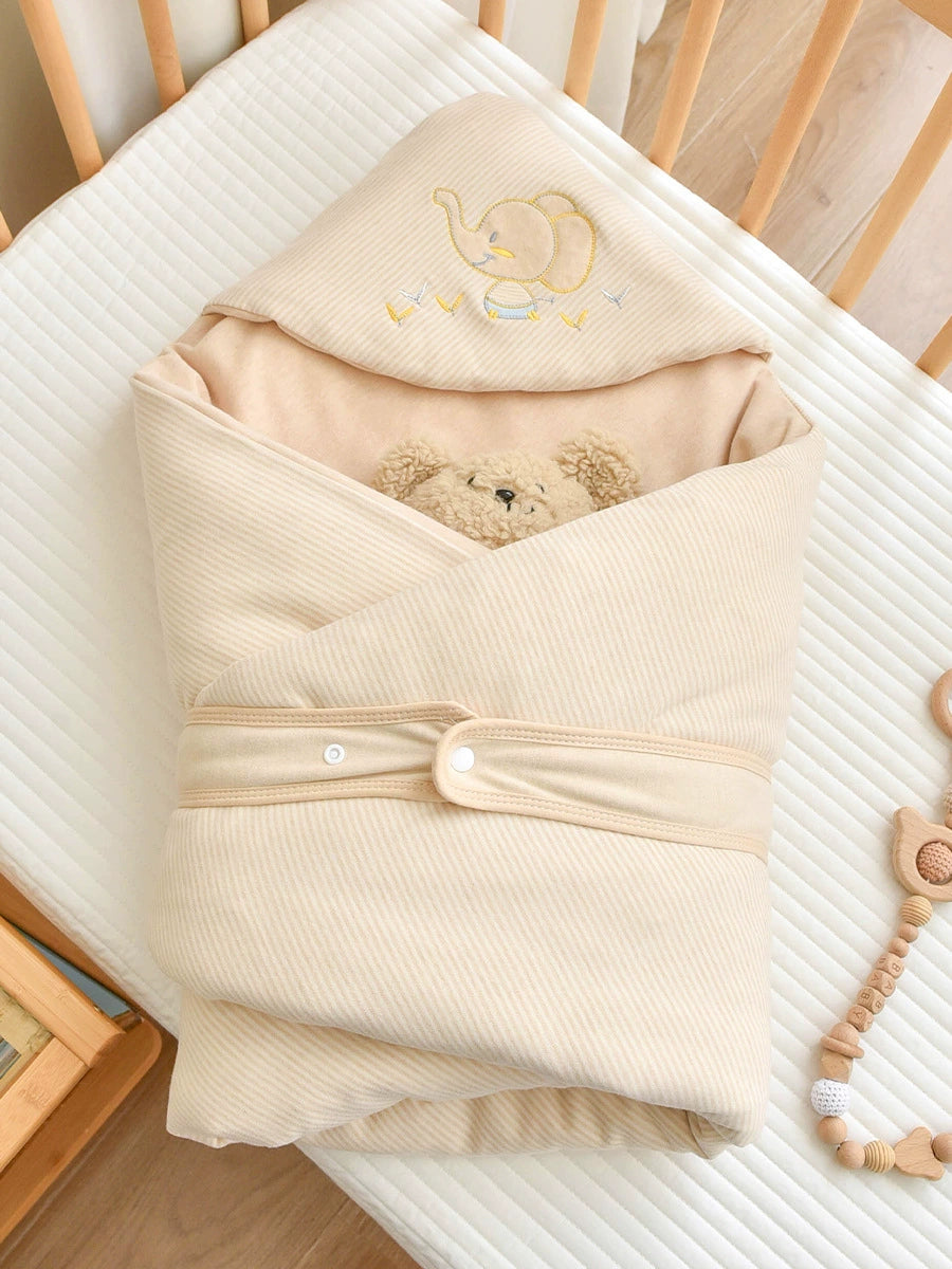 Sacco Nanna  Sfoderabile in Cotone Morbido con Cappuccio Ricamato Elefantino