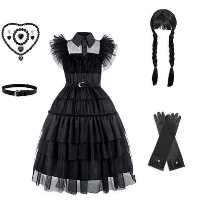 Costume Mercoledì Addams completo di accessori