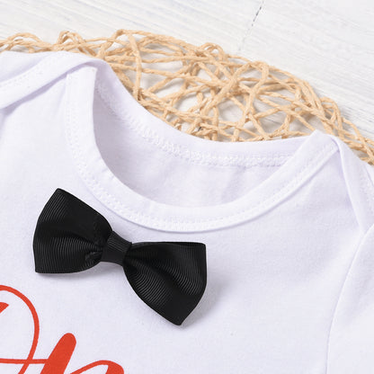 Completo Primo Compleanno Bambino con Body, Jeans e Bretelle