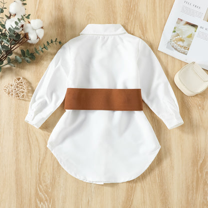 Camicia elegante per bambina con cintura in ecopelle