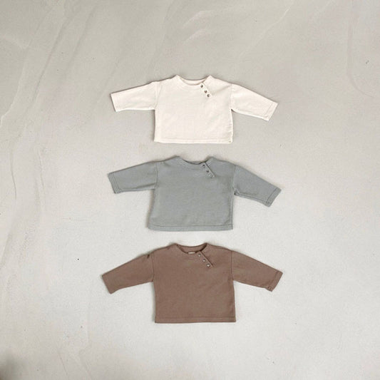 Maglietta a Manica Lunga Neonato/Bambino con Bottoncini – Basic Cotone Morbido