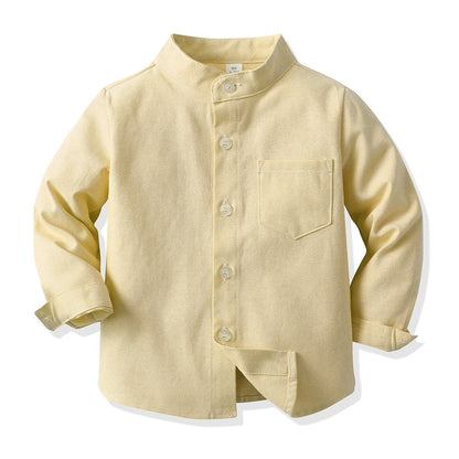 Camicia coreana bambino in cotone maniche lunghe