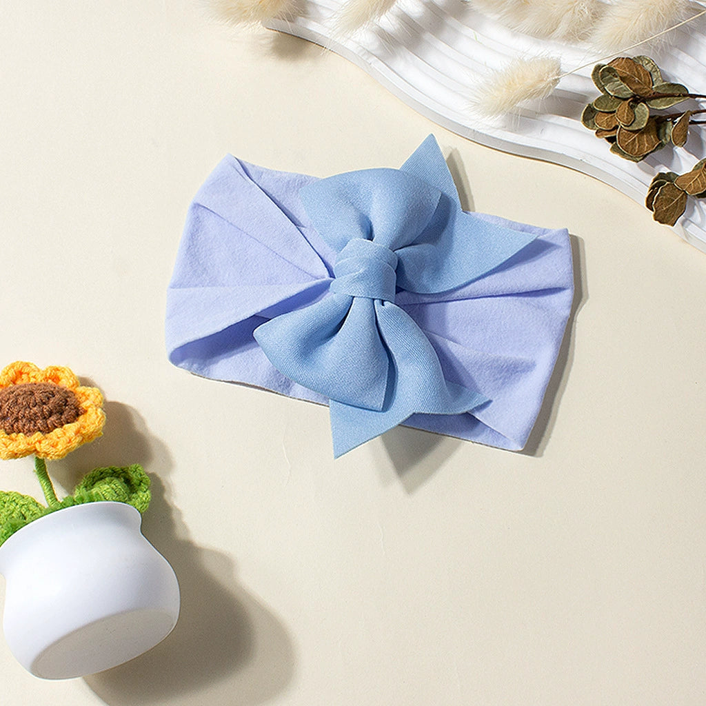 Fascia Neonata con Fiocco Grande in Tessuto Morbido 🎀 – Colori Pastello