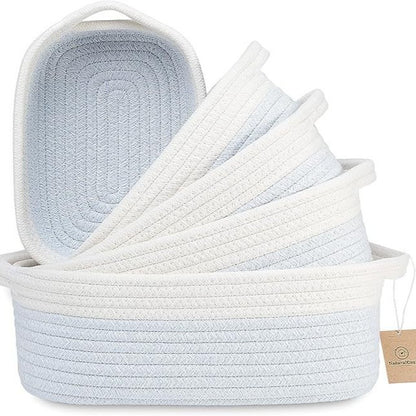 Set 5 Cestini Portaoggetti in Cotone Intrecciato – Organizer Multiuso per Cameretta, Bagno e Casa