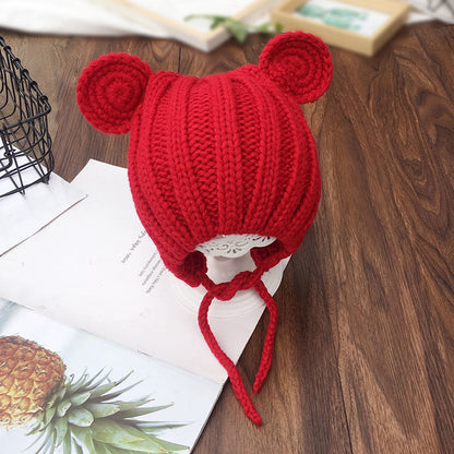 Cappellino Neonato/a Neutro Invernale a Maglia con Orecchie – Disponibile in Vari Colori