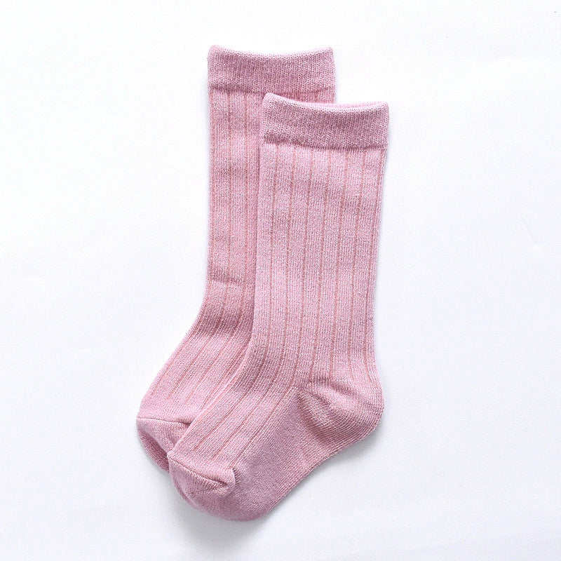 Calze lunghe in cotone a coste per bambini – Set colorato