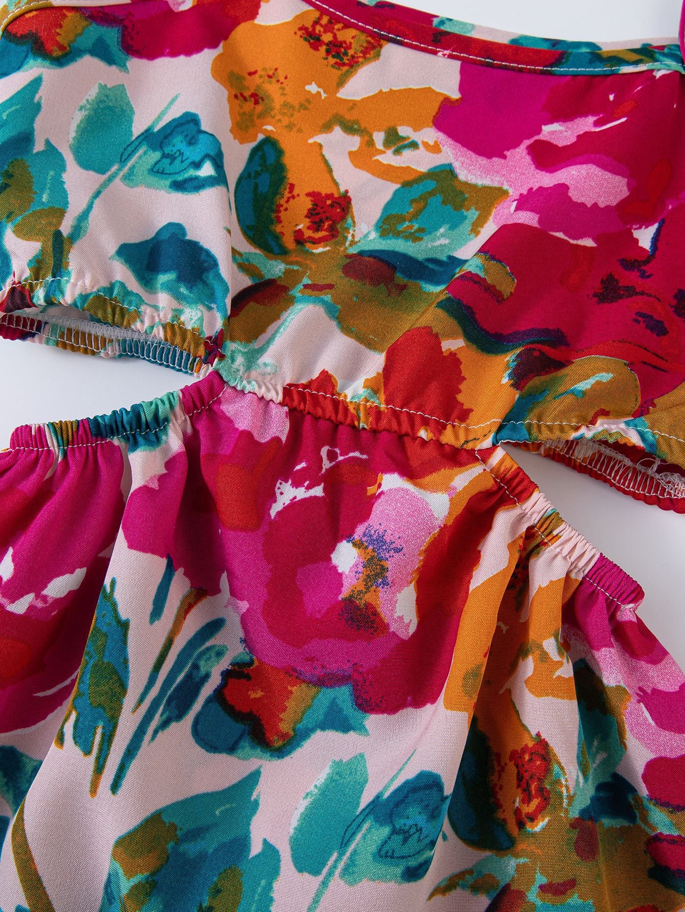 Vestito Estivo Bimba a Spalline   Fantasia Floreale Multicolor